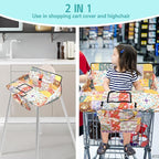 Shopping Cart Cover for Baby,2-in-1 High Chair Cover with Portable Cloth Bag,Cart Seat Pad for Babies Grocery Cushion Cover Restaurant,Suitable for All Supermarkets
