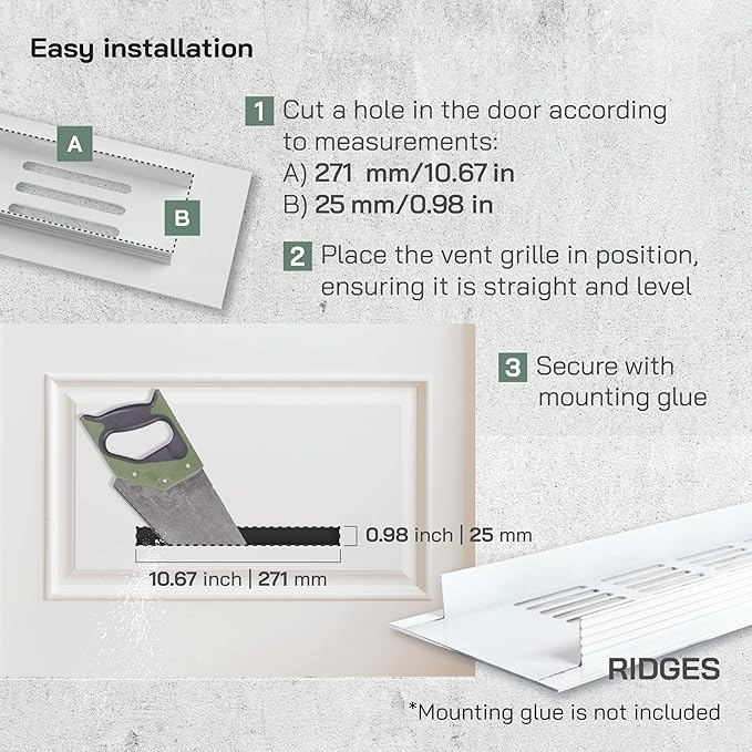 Vent Systems 12 x 1.5 Inch (Outer Dimensions) Air Supply Ventilation Grille - Pack of 2 - White Aluminum Rectangle Intake/Exhaust Door Vent Deflector - HVAC for Home Improvement Floor, Wall Duct Cover