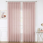 Vision Home Pink Pinch Pleated Semi Sheer Curtains for Girls Bedroom Living Room Textured Light Filtering Window Curtains 90 inch Rayon Blended Pinch Pleat Pink Drapes with Hooks 2 Panels 40" Wx90 L