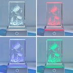 EUSTUMA LED Light Base Non-Slip Square Display Stand In A Variety of Colors,Suitable for Glass Crystal Spherical Artwork (Silver Flat Top Surface)