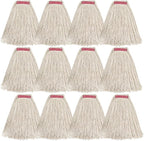 Matthew Cleaning 20oz 12Pack Cotton Mop Head Replacement,Looped-Open String Heavy Duty String Mop Refills,Universal Headband Blend,Floor Cleaning for Home, Industrial and Commercial Use(White)