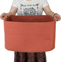 Large Rectangle Blankets Basket Living Room 22"x17"x12" Woven Cotton Rope Storage Baskets for Nursery Toy Baskets for Kids and Dogs Wicker Laundry Basket Bin for Clothes Towels rustic