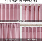 Nanspring Rose Linen Curtains 102 Inches Long 2 Panel Set Back Tab Rod Pocket Semi Sheer Light Filtering Burlap Style Extra Long High Window for Neutral Farmhouse Decor Curtains in Living Room 52x102