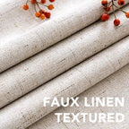 H.VERSAILTEX Blackout Linen Curtains, 100% Blackout Drapes Textured Blackout Curtains with White Thermal Insulated Liner, Grommet Top Curtains Living Room (2 Panels, 42 x 84 Inch, Natural)