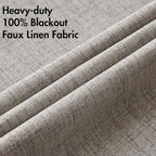 MIULEE 100% Blackout Linen Textured Curtains for Bedroom Solid Thermal Insulated Warm Taupe Grommet Room Darkening Curtains & Drapes Luxury Decor for Living Room Nursery 52 x 54 Inch (2 Panels)