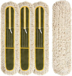 4-Pack 36'' Universal Microfiber and Cotton Mop Pads – Loop End - Easy Zipper - Compatible with Industrial Dust Mops – Reusable Replacement Heads for Commercial Floor Cleaning & Janitorial Supplies