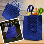 DISCOUNT PROMOS Luxurious Laminated Tote Bags Set of 10, Bulk Pack - Reusable, Great for Shopping, Beach, Wedding Favors - Royal Blue
