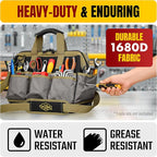 The Ryker 16-inch Large Tool Bag Heavy Duty Tool Bag Organizer for Men/Women 28pockets Portable Utility Bags for Tools - Toolbag Organizers Electrician Tools Bags for men Heavy Duty