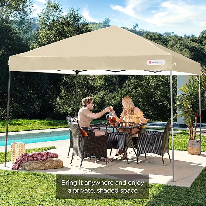 Best Choice Products 10x10ft 1-Person Setup Pop Up Canopy Tent Instant Portable Shelter w/ 1-Button Push, Case, 4 Weight Bags - Sand