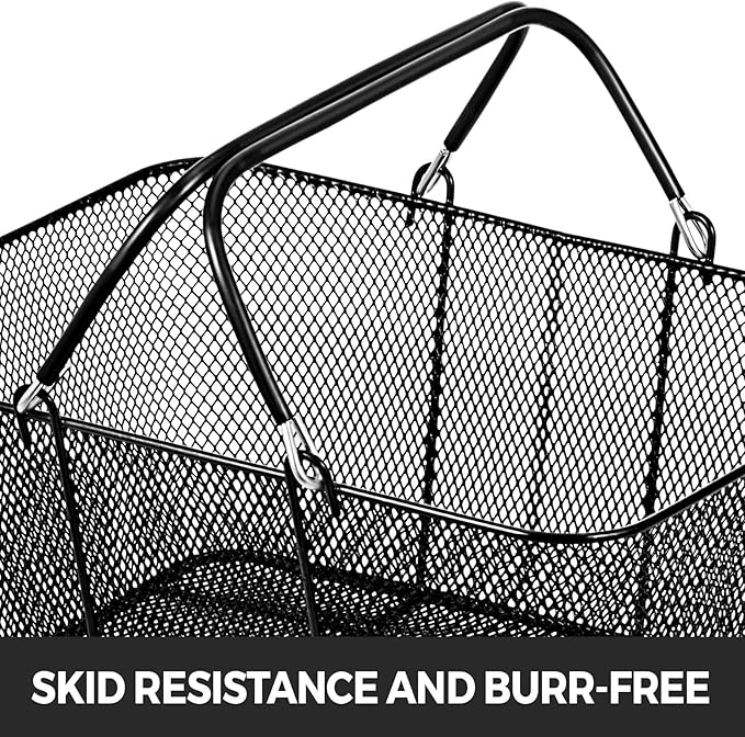 Mophorn 12PCS Shopping Baskets with Handles, Black Metal Shopping Basket, Portable Wire Shopping Basket, Black Wire Mesh shopping Basket Set for Stores Shopping