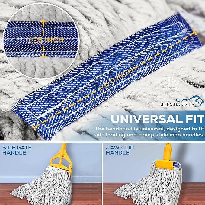 Pack of 24 Cut End Cotton Mop Head Replacement, 1.25-inch Universal Headband, Wet Mop Refills, Natural, 16 Oz
