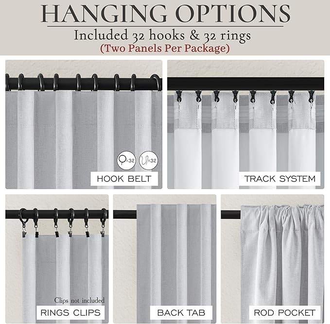 Light Grey Blackout Curtains 108 Inch Length 2 Panels Set for Bedroom, Modern Faux Linen Room Darkening Pleated Gray Burg with Rod Pocket Back Tab Insulated Curtain for Office Sunroom (50"Wx108"Lx2 )