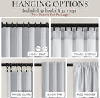 Light Grey Blackout Curtains 108 Inch Length 2 Panels Set for Bedroom, Modern Faux Linen Room Darkening Pleated Gray Burg with Rod Pocket Back Tab Insulated Curtain for Office Sunroom (50"Wx108"Lx2 )