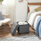 SONGMICS 15 Inches Cube Storage Ottoman, Bedroom Bench with Storage, Foot Stool with Feet, Holds Up to 660 lb, Dark Gray ULSF14GYZ