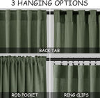 Extended Curtain Olive Green Linen Sheer Curtains for Living Room 2 Panels Set 114 Inch Length Back Tab Light Filtering & Breathability Semi Sheer Curtain Drapes for Bedroom Living Room 52x114
