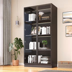 63'' Tall Glass Display Cabinet with LED Lights,Showcase with Glass Doors,4-Tier Curio Cabinet for Collectibles Bookcase,Storage Shelf, Bookcase(Black- 4 Layers, Large)