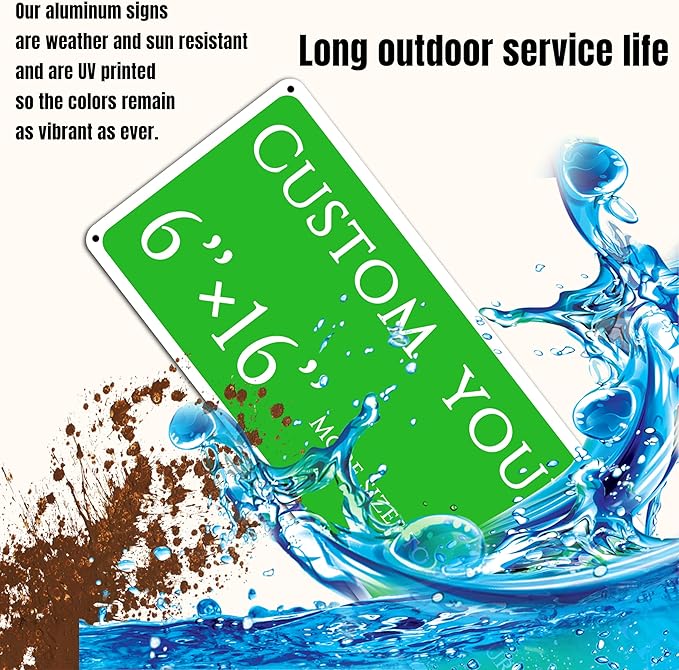 custom street sign,Custom Sign, Aluminum Weatherproof Metal Sign Multiple Sizes, Reflective,Customize for Office, Business, Workplace, office, Home, Delivery Signs(6 * 16 Inch)