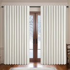 108 Inch Floor to Ceiling Blackout Curtains 70 Inches Wide for Sliding Glass Door,Luxury Pleated Cream Beige Linen Room Darkening Privacy for Wide Large Windows 66 to 120 Drapes(70"W x 108"L 2 Panels)