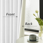 DUALIFE Faux Linen Blackout Pure White Curtains 80 Inch Long,Farmhouse Back Tab Rod Pocket Curtains Room Darkening Thermal Insulated Drapes for Bedroom Living Room,W50 x L80,2 Panels