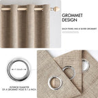 MIULEE 100% Blackout Linen Textured Curtains for Bedroom Solid Thermal Insulated Copper Brown Grommet Room Darkening Curtains & Drapes Luxury Decor for Living Room Nursery 52 x 90 Inch (2 Panels)