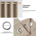 MIULEE 100% Blackout Linen Textured Curtains for Bedroom Solid Thermal Insulated Copper Brown Grommet Room Darkening Curtains & Drapes Luxury Decor for Living Room Nursery 52 x 63 Inch (2 Panels)