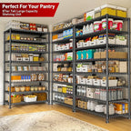 REIBII 8 Tier Metal Shelving 75"H Storage Shelves Tall Wire Shelving Unit Adjustable Detachable Storage Shelves for Laundry Pantry Kitchen Commercial school 1040LBS Storage Rack 75"H X 35"W X 14"D