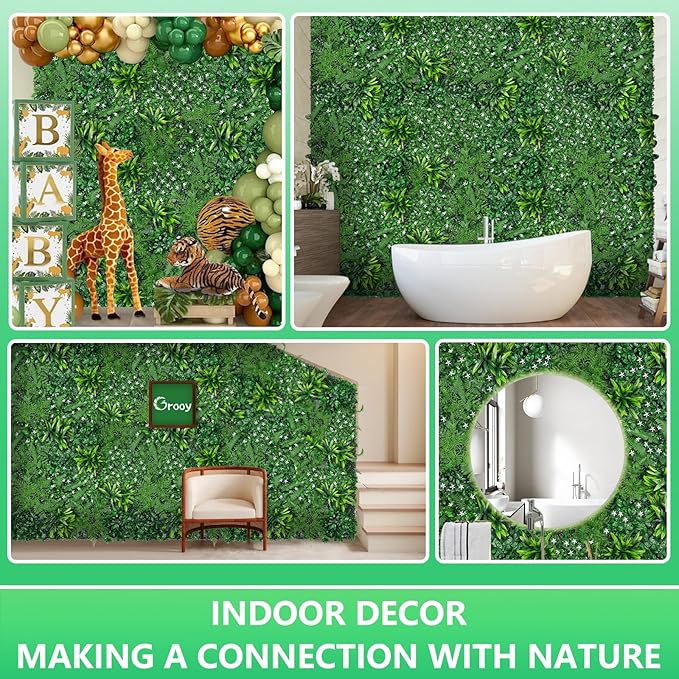 Grass Wall, Artificial Boxwood Panels 20"x20"(12pcs), Privacy Hedge Fence Screen with UV Protection, Greenery Backdrop for Indoor Home Wedding Decor and Outdoor Garden Backyard