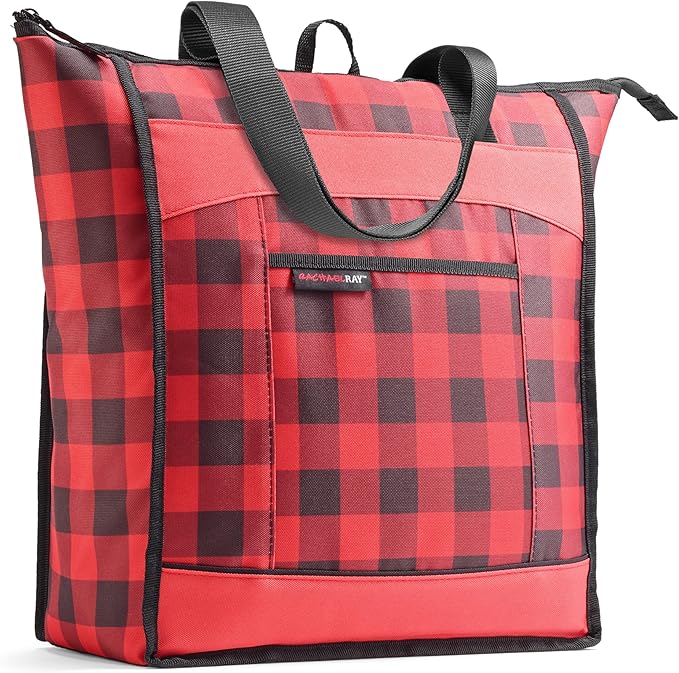 Rachael Ray Chillout Soft Cooler Bag, Large Reusable Insulated Grocery Bag with Zippered Top, Travel Tote for Hot or Cold Food, Grocery Tote Bag