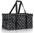 Extra Large Utility Tote Bag - Oversized Collapsible Reusable Wire Frame Rectangular Canvas Basket With Two Exterior Pockets For Beach, Pool, Laundry, Car Trunk, Storage - Dog Paw