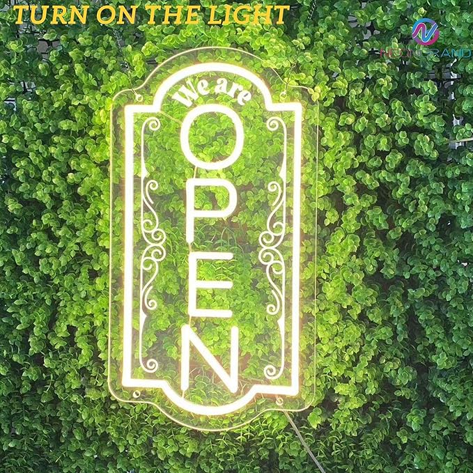 Vertical open sign Vertical Open Led Sign Neon Sign business window light vertical open signs for business (Warm white LARGE SIZE 35x19")