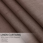 Extra Long Curtain Cappuccino Morden Linen Blend Light Filtering Back Tab Curtains for Long Winodws 120 Inches Length, Semi Sheer Privacy Drapes for Living Room, 52x120 inch, 2 Panels
