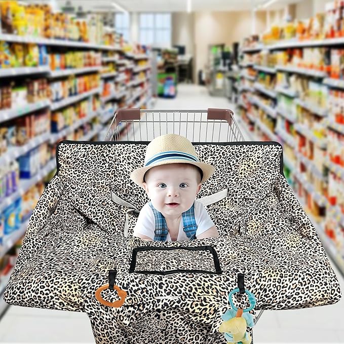 Shopping Cart Cover for Baby,2-in-1 High Chair Cover with Portable Cloth Bag,Cart Seat Pad for Babies Grocery Cushion Cover Restaurant,Suitable for All Supermarkets
