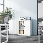Metal Storage Cabinet-36” Tall Steel File Cabinets with Lockable Doors and Adjustable Shelves-White Steel Storage Cabinet for Home Office, School, Garag