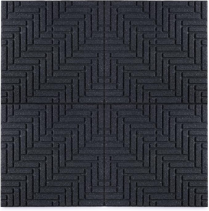 Playsafer Herringbone Rubber Interlocking Tiles | 16 X 16 | Easy Install for Indoor and Outdoor Use (Dark Gray, 1 Tile)