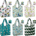 BeeGreen Animal Reusable Shopping Bags Cute Grocery Bag 6 Pack, Christmas Gift Bags Heavy-Duty Foldable Shopping Totes for Supermarket, Work & Travel, Large Washable Polyester Tote Bag with Handles