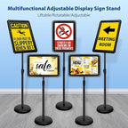 6-Packs Sign Holder Stand for Display 11x17 Inch - Adjustable Floor Standing Sign Holder - Pedestal Poster Stand with Vertical & Horizontal View, Indoor/Outdoor Business & Store Signage(Black)