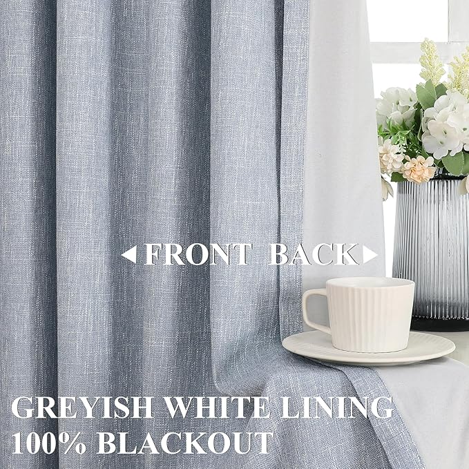 Vision Home Chambray Blue Full Blackout Curtains Pinch Pleated Room Darkening Window Curtains 63 inch for Living Room Bedroom Thermal Insulated Pinch Pleat Drapes with Hooks Back Tab 2 Panel 40"Wx63"L