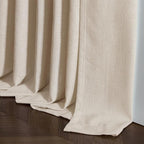 Warm Beige Linen Curtains 102 Inches Long 2 Panels for Living Room Thick Linen Flax Cloth Pinch Pleated Memory Trained Back Tab Light Filtering Semi Sheer Curtain with Hook Rings Sand Cream Neutral
