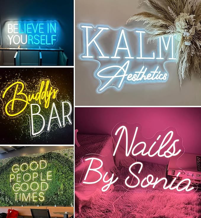 Custom Neon Sign, Custom LED Neon Sign Customizable for Wedding Bar Salon Beauty Business Light Up Name Sign, Personalized Neon Light Suitable for Events Birthday Gifts Decorations
