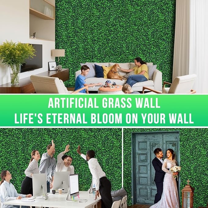 Artificial Boxwood Roll Panels,60"x 120"(50 sq.ft) UV-Anti Faux Ivy Leaves Privacy Fence Screen Grass Wall Roll Panels for Indoor Home Decor and Outdoor Garden Backyard