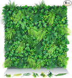 Artificial Plant Wall Panels, 20"x20" 8PCS Faux Grass Backdrop with UV Resistant Fern Leaves, Green Wall Decor for Outdoor Indoor Patio Garden Backyard