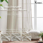 XTMYI 70 Inches Wide Country Curtains for Living Room,Sheer Linen Shabby Chic Curtains for Bedroom Oatmeal 108 Inches Long
