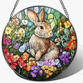 Stained Glass Window Hanging, 8 Inch Rabbit Sun Catcher, Bunny Stained Glass Suncatcher, Window Decor, Gifts for Mothers Day, Birthday, Christmas, Rabbit Lovers Gifts, Gift for Women Mom and Friend