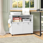Mobile Filing Cabinet with Lock,Metal Lateral File cabinets Printer Stand with Storage Cabinets for Home Office,A4/F4/Letter (White)