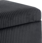 Adeco 18 Inch High Faux Fur Grey Cube Ottoman Storage, Fluffy Striped Velvet Chair Foot Stools, Small Bench Upholstered Vanity Stool with Hinged Lid, Solid Wood Legs