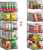 5 Pack XXL Stackable Wire Storage Basket, Extra Large Capacity Pantry Organizer and Storage, Muti-Purpose for Fruit Vegetable Basket & Toy Bin & Snack Organizer