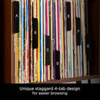 Carstens Records Heavy Duty Vinyl Album Dividers A-Z | Single Sided Printing | 12" LP Organizers with Tabs | Pack of 26 Black | Made in The USA | for Side Browsing