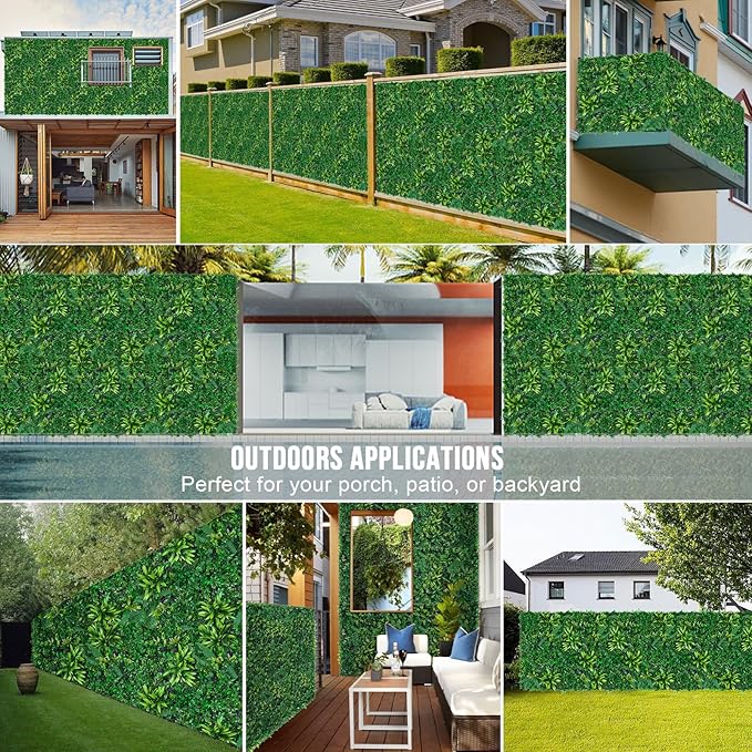 Artificial Boxwood Panels, Grass Wall Panels 20"x20"(8pcs), Privacy Hedge Fence Screen with UV Protection, Fake Greenery Backdrop for Indoor Wedding and Outdoor Garden Backyard