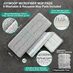 JOYMOOP Mop and Bucket with Wringer Set for Floor Cleaning and Wall Cleaner, Flat Mop and Bucket System Set with 2 Mops and 8 Large Microfiber Pads - White