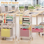 Rolling File Cart with 2 Drawers, White File Cabinet Organizer for Hanging File Folders, Letter-Size File Storage with Wheels, Multi-Layer Mobile Filing Cabinet for Office and Home, White